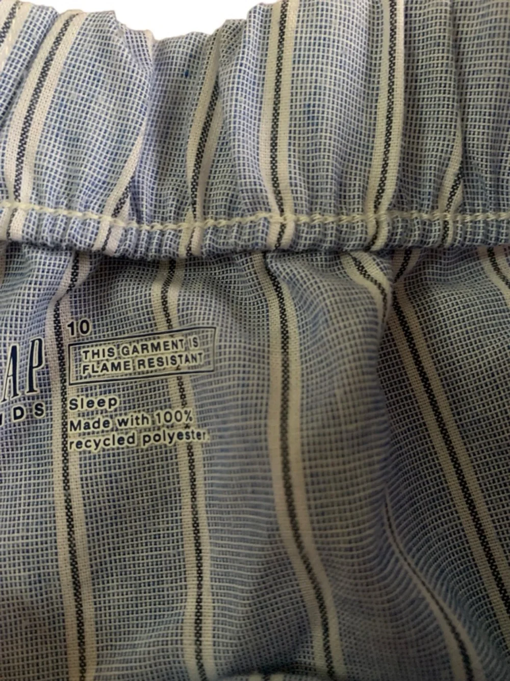 GAP Lightweight Light Blue Striped Short-Sleeve Button-Up Pajama Set- UNISEX